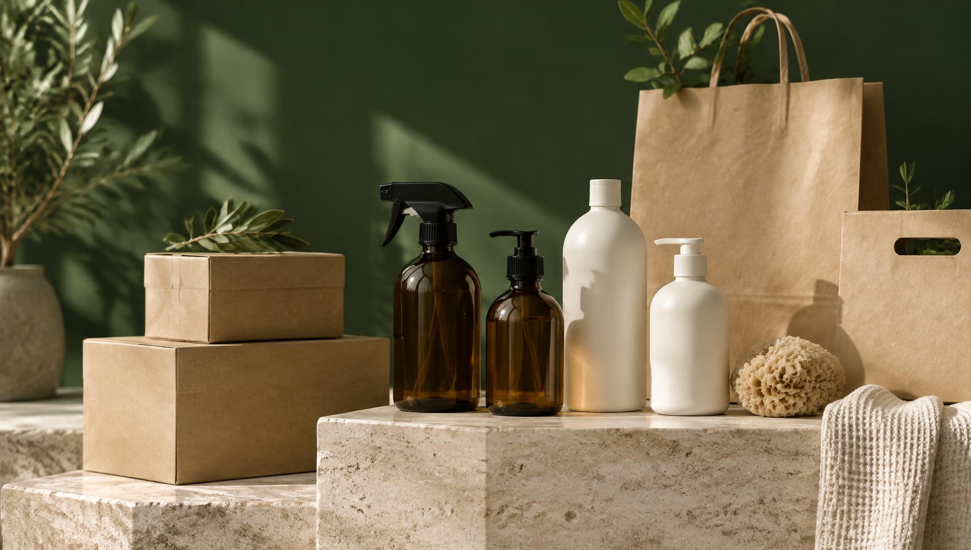 Ecochoice cleaning bottles and compostable packaging